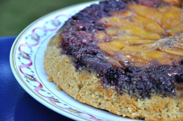 Upside Down Berry Peach Skillet Cake A Beautiful Plate 