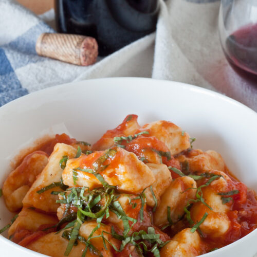 Homemade Potato Gnocchi with Roasted Tomato Basil Sauce