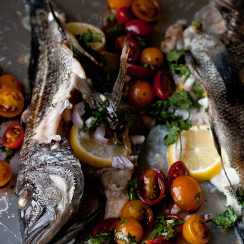 Baked Sea Bass with Tomatoes - A Beautiful Plate