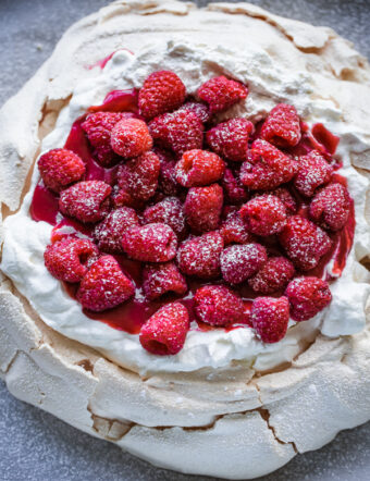 Raspberry Pavlova with Vanilla Whipped Cream