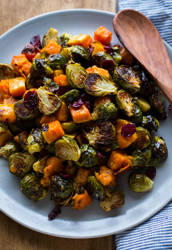 Roasted Brussels Sprouts and Squash with Dried Cranberries and Dijon ...