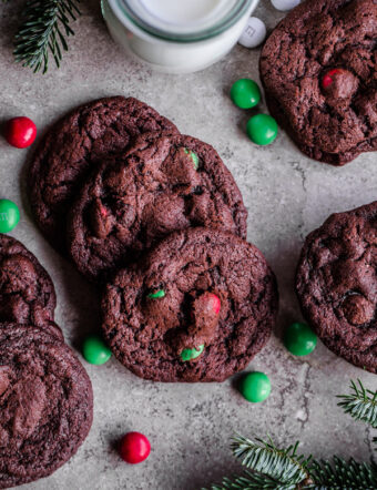 M&M Holiday Mint Chocolate Cookies