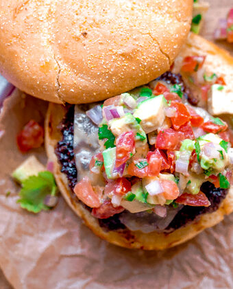 Southwest Burgers with Pepper Jack Cheese and Avocado Salsa