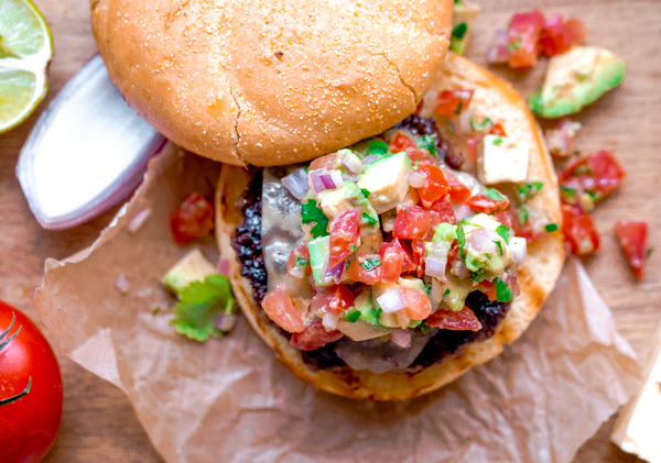 Southwest Burgers With Pepper Jack Cheese And Avocado Salsa A