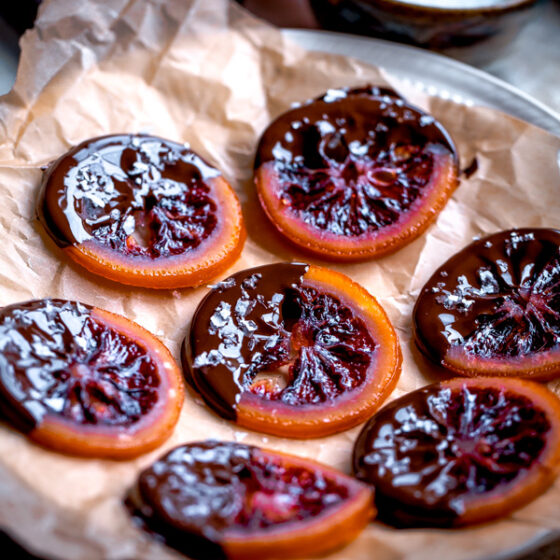 Candied Blood Orange Slices with Dark Chocolate - A Beautiful Plate