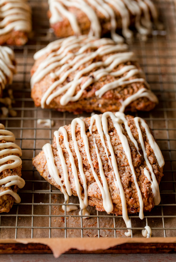 Carrot Cake Scones With Maple Cream Cheese Glaze - A Beautiful Plate