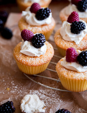 Mini Cornmeal Cakes with Whipped Mascarpone and Fresh Berries