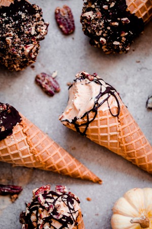 Pumpkin Ice Cream Drumsticks with Chocolate and Candied Pecans - A ...