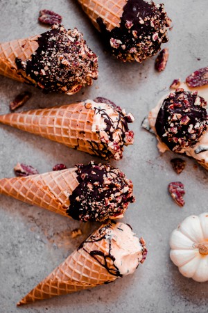 Pumpkin Ice Cream Drumsticks with Chocolate and Candied Pecans - A ...