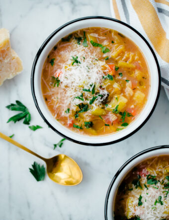 Slow Cooker Winter Minestrone Soup with Red Lentils. An easy vegetarian soup for winter!