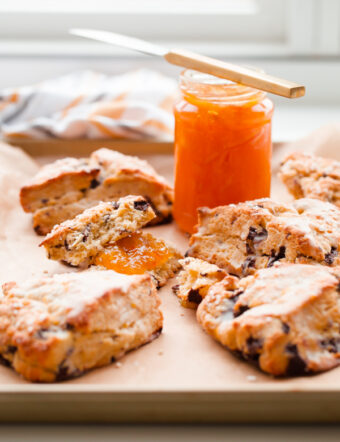 Orange Chocolate Chunk Scones with Orange Glaze