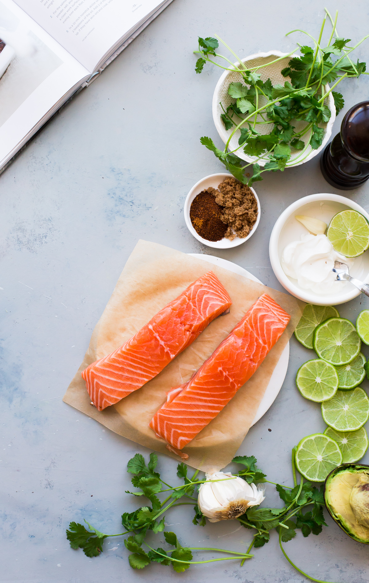 Brown Sugar and Chili Rubbed Salmon with Avocado Crema - A Beautiful Plate