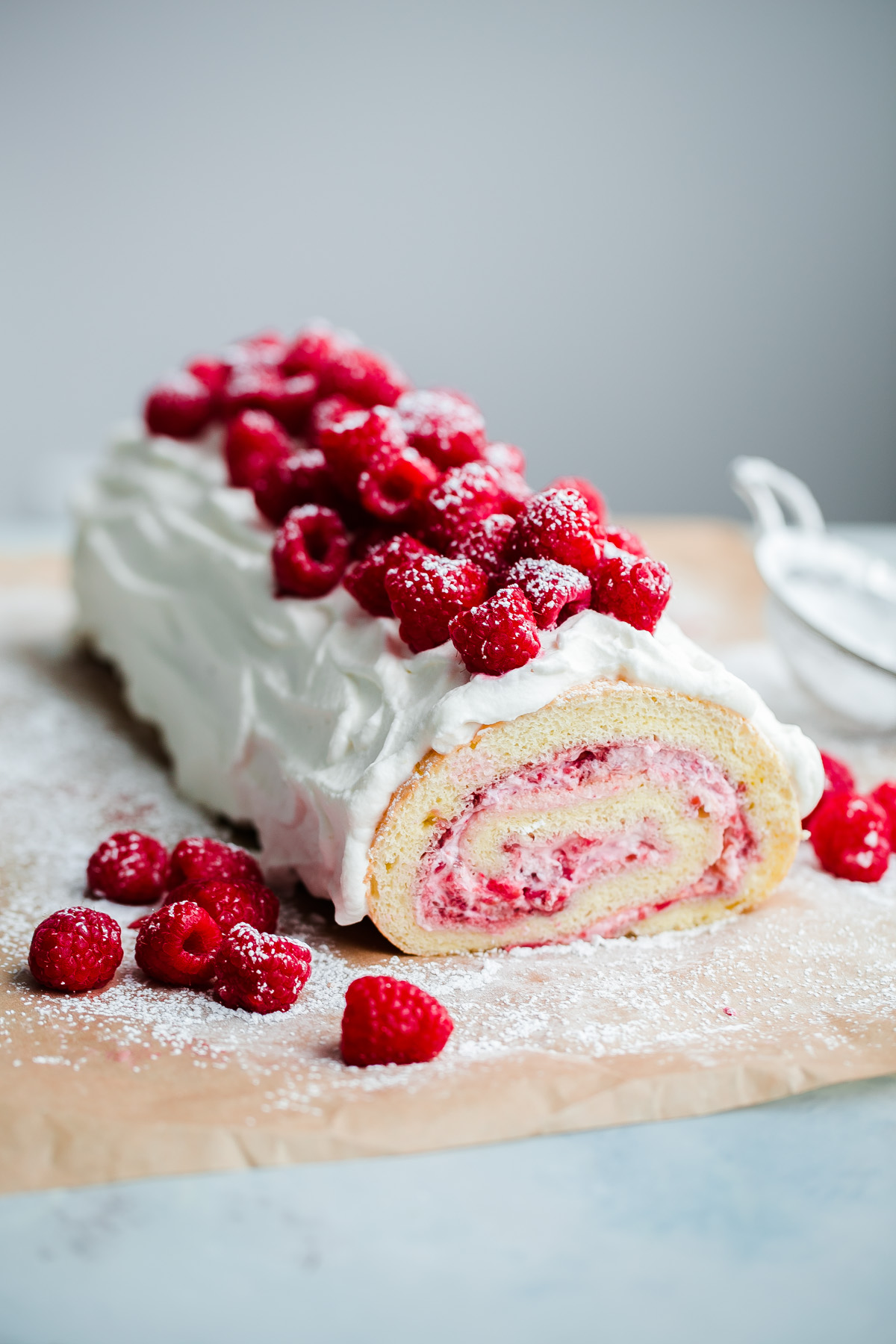 Raspberry Roll Cake - A Beautiful Plate