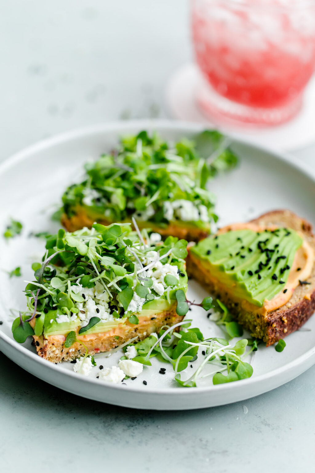 Spicy Hummus Avocado Toast with Feta - A Beautiful Plate