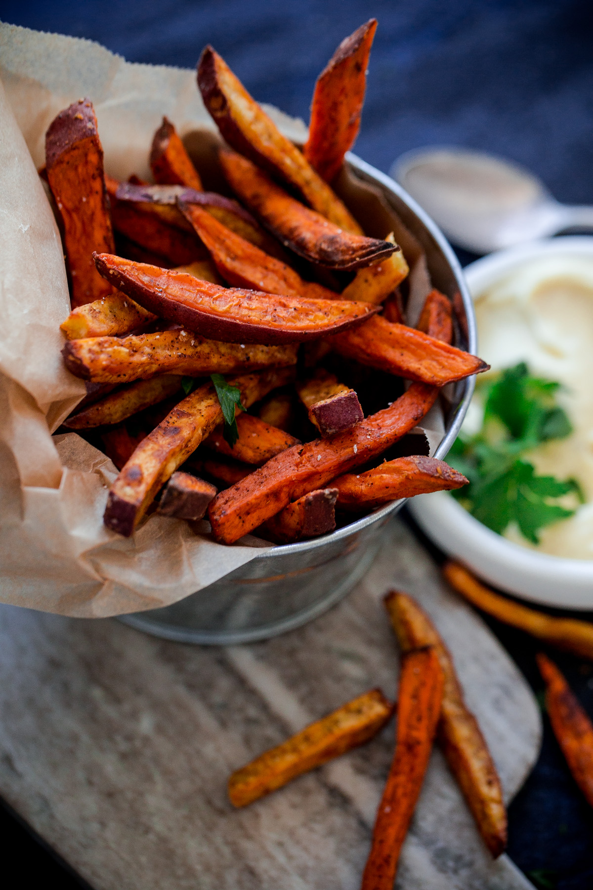 Spiced Sweet Potato Fries with Garlic Aioli - A Beautiful Plate