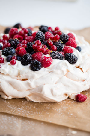 Berry Pavlova with Lemon Whipped Cream - A Beautiful Plate