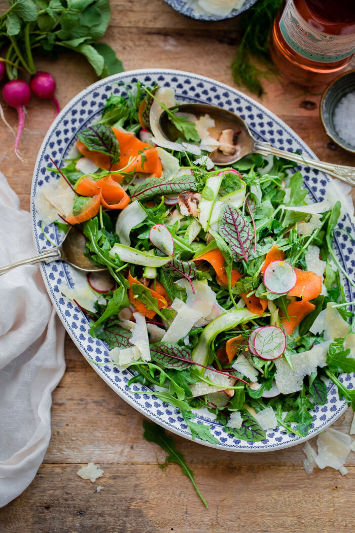 Shaved Vegetable Salad (Easy Arugula Salad) - A Beautiful Plate