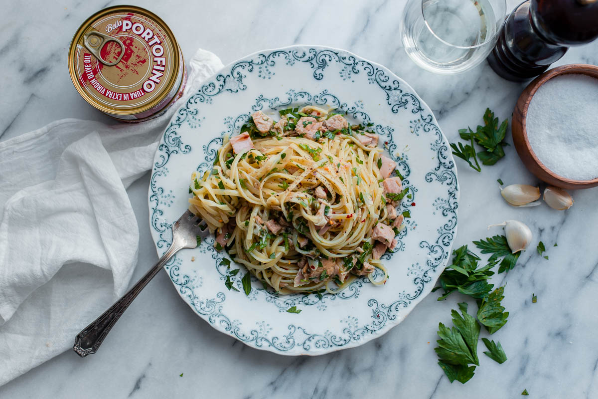 Tuna Pasta with Capers and Parsley (with video!) A Beautiful Plate