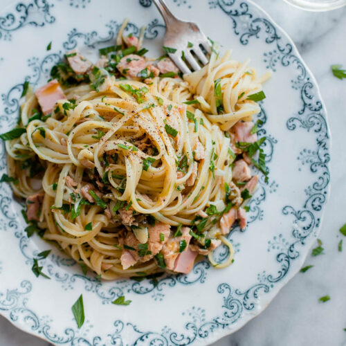 Tuna Pasta with Capers and Parsley (with video!) - A Beautiful Plate