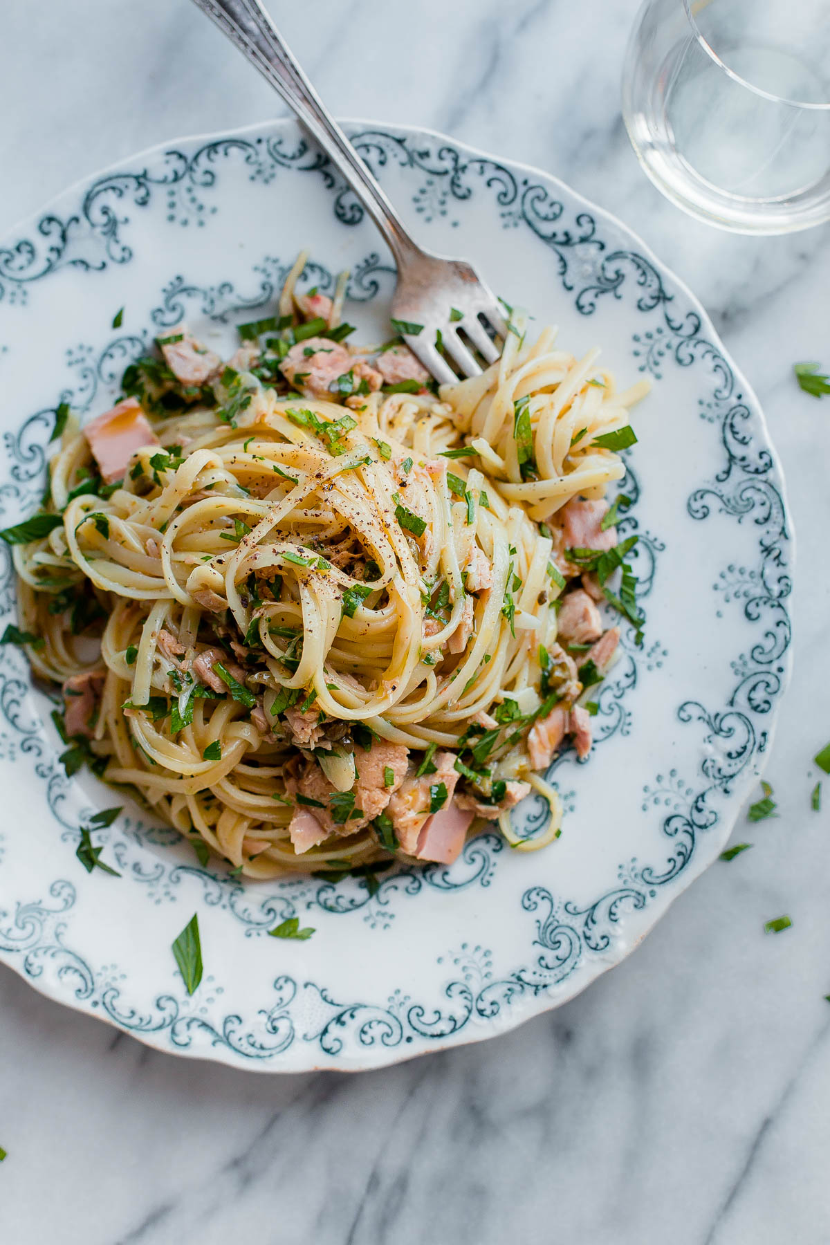 Tuna Pasta with Capers and Parsley (with video!) - A Beautiful Plate