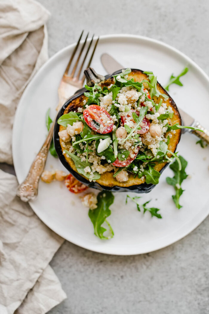 Mediterranean Quinoa Salad Stuffed Acorn Squash - A Beautiful Plate