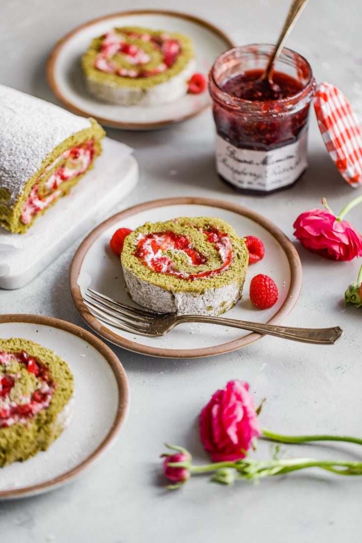 Raspberry Matcha Roll Cake Matcha Roll Cake Recipe A Beautiful Plate