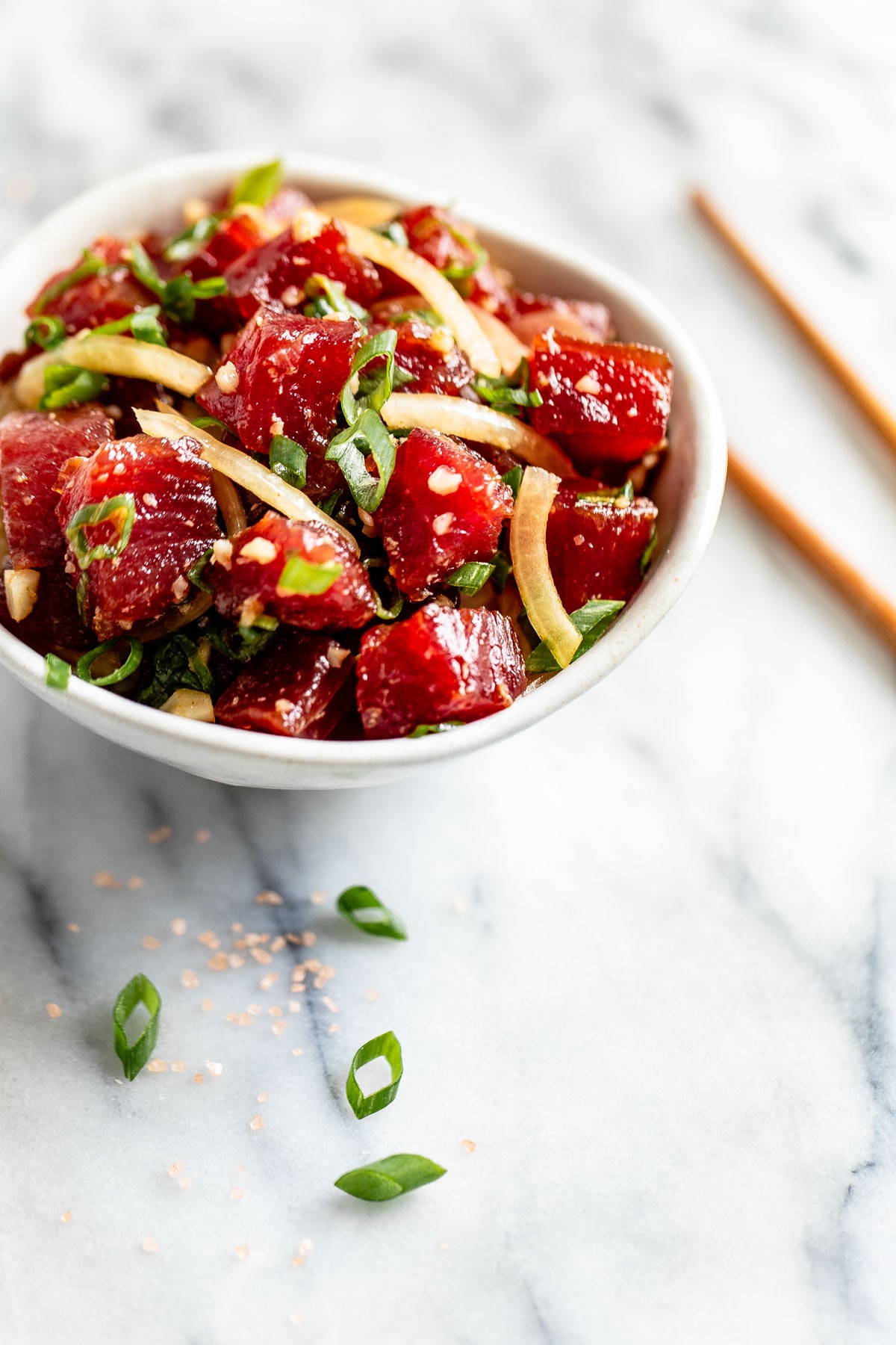 Shoyu Ahi Poke Hawaiian Ahi Poke Bowl Recipe A Beautiful Plate