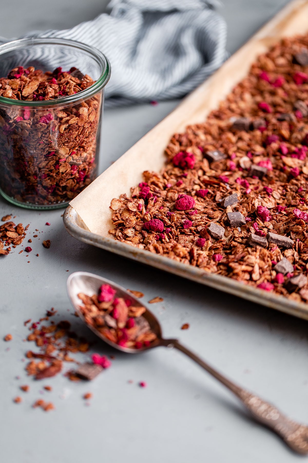 Chocolate Chunk Raspberry Granola Easy Gluten Free Granola Recipe A Beautiful Plate 3071