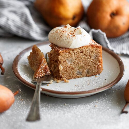 Spiced Almond Pear Cake (Easy Pear Cake Recipe) - A Beautiful Plate