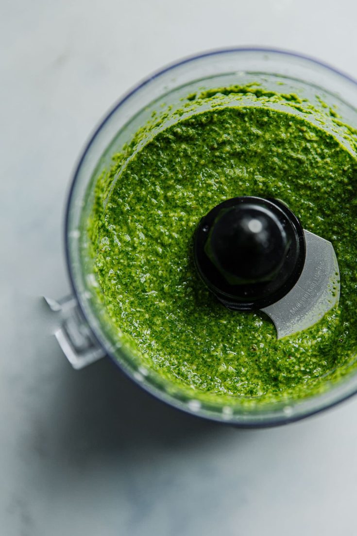 Arugula Pesto Pasta with Garlicky Breadcrumbs - A Beautiful Plate