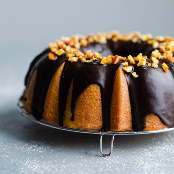 Orange Bundt Cake with Chocolate Glaze - A Beautiful Plate