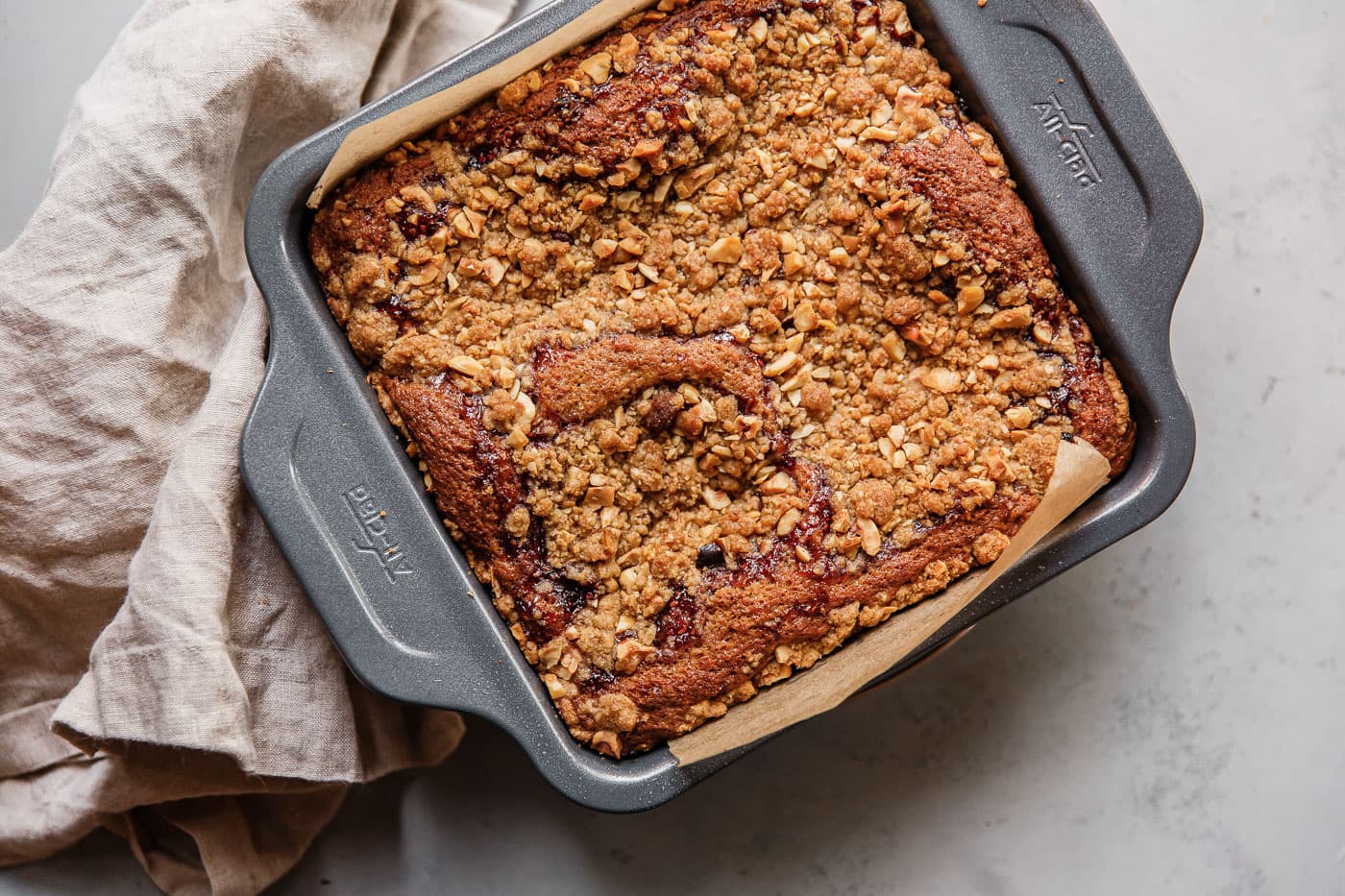 Hazelnut Raspberry Crumb Cake - A Beautiful Plate