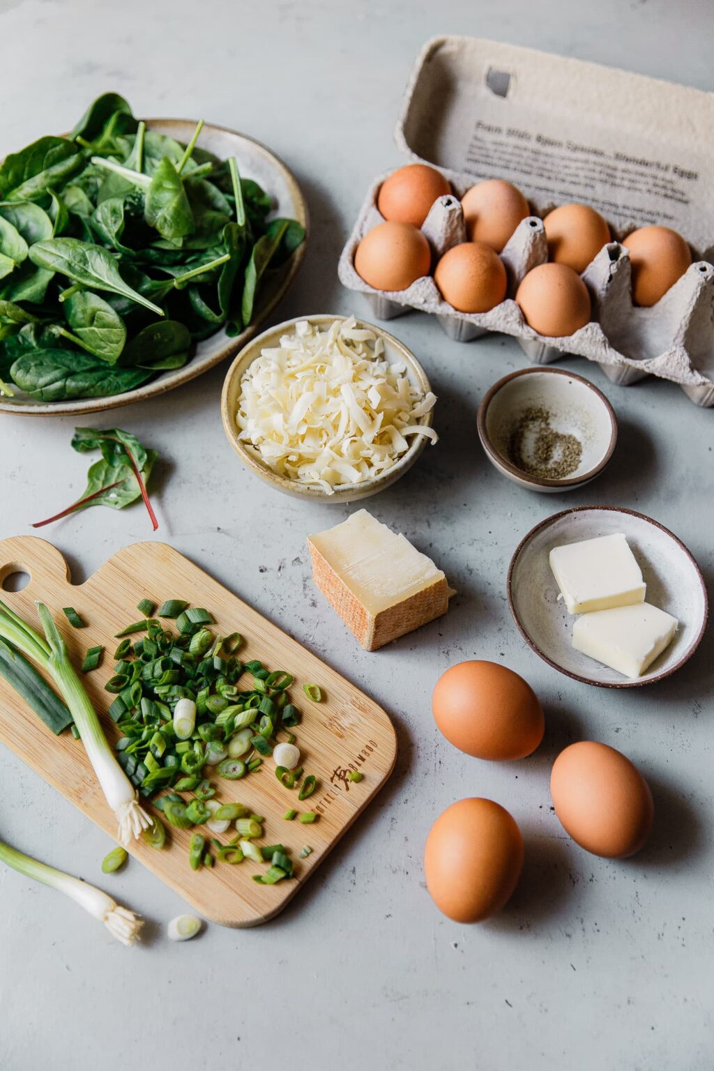 Cheesy Scrambled Eggs with Greens - A Beautiful Plate